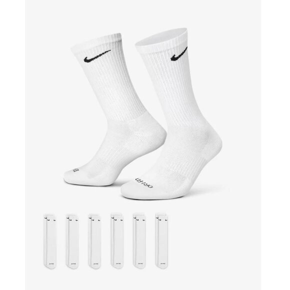 NEW Nike 6-Pair Everyday Plus Cushion Crew Training Socks Unisex Adults L White - Picture 1 of 6